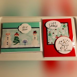 Hand Crafted Winter or Holiday Cards + 2 bonus gift card holders